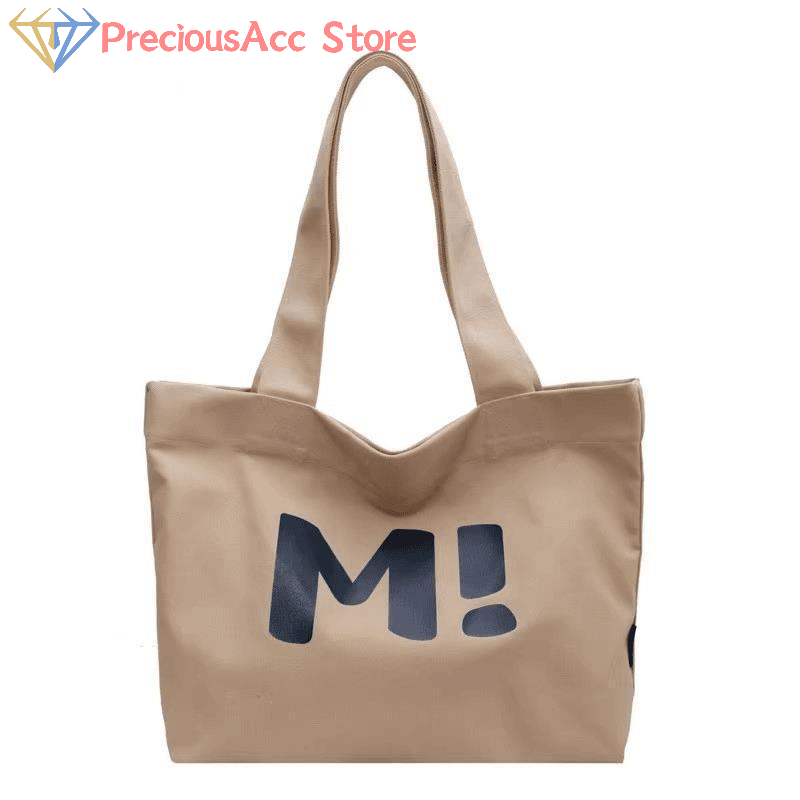 Leatherwork Essentials - Beige Canvas Tote Bag Letter Print