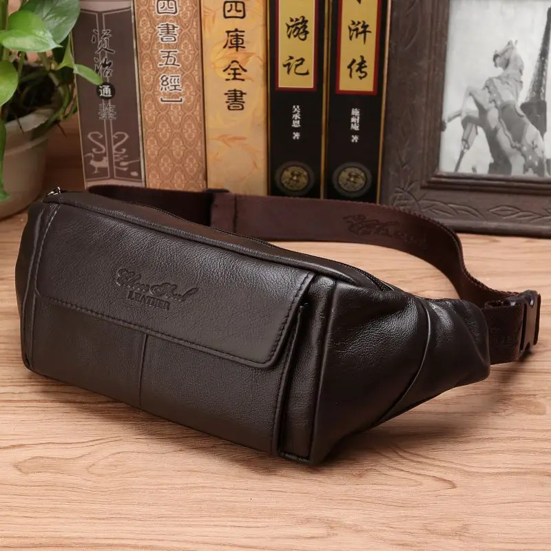 Leatherwork Fasteners - Men Genuine Leather Belt Waist Pack