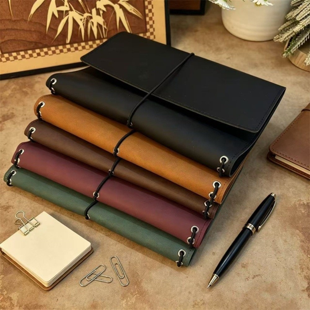 Leather Work Notebook - A5 Notebook Organizer Loose Leaf Compact