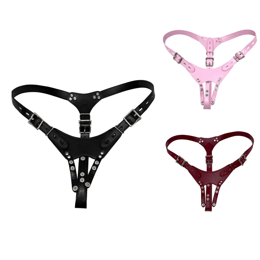 Leatherwork Fasteners - PU Leather Chastity Belt Sex Toy