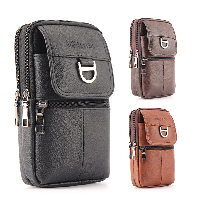 Leatherwork Fasteners - Men's Leather Waist Bag - Large