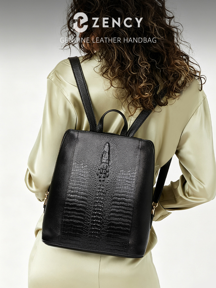 Leather Work Notebook - Zency Women's Crocodile Leather Backpack 100%