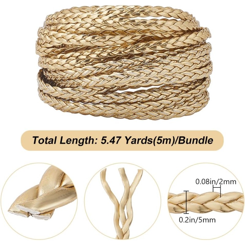 5m Braided Leather Cord Gold P - огляд і ціна Leatherwork Thread