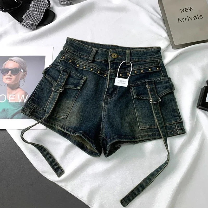 Y2K 2000S Cargo Denim Shorts W - огляд і ціна Leather Work Jeans