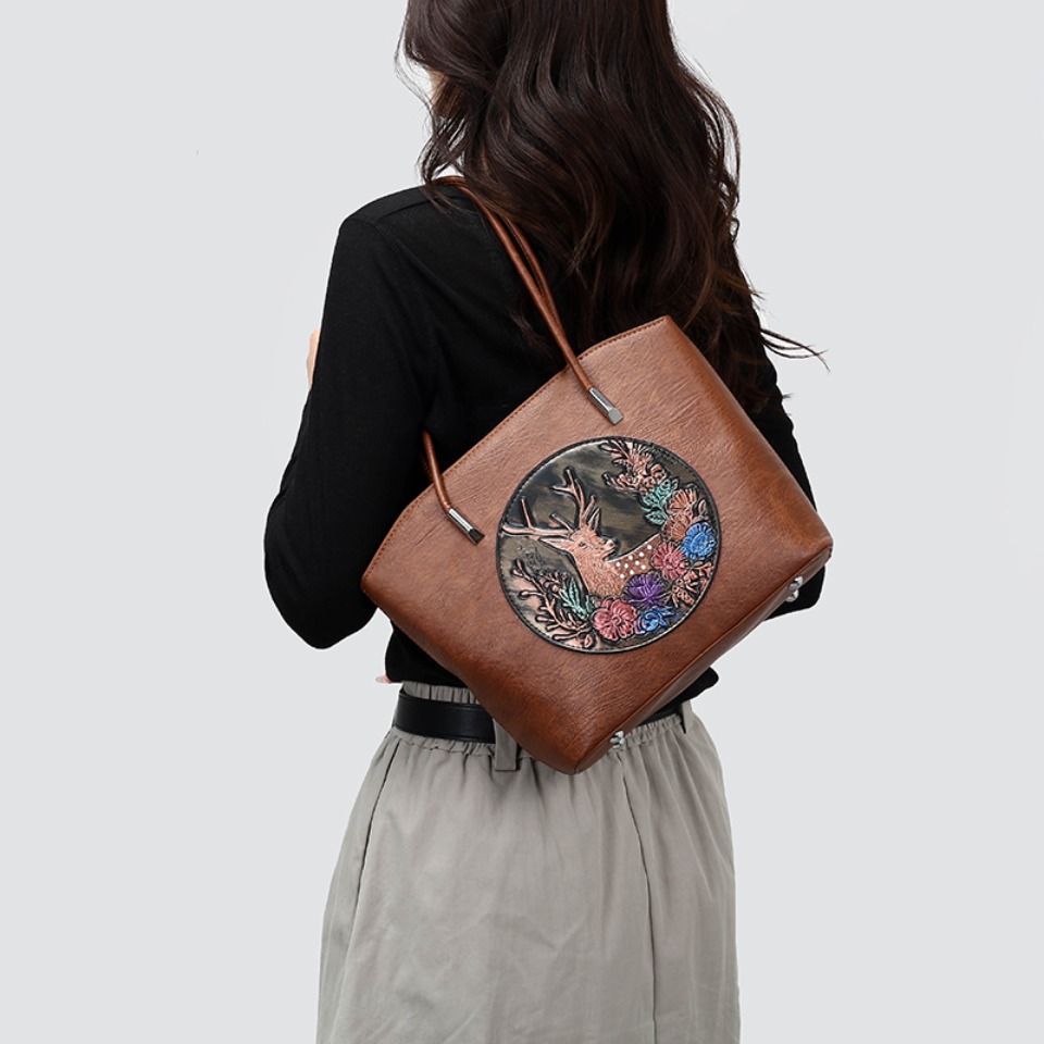 Women Vintage Embossed Deer Fl - огляд і ціна Leatherwork Embossing