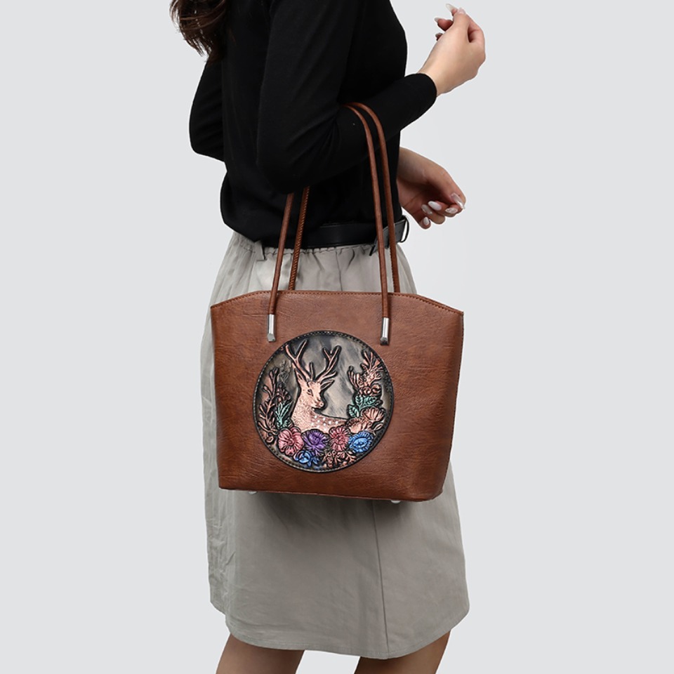 Women Vintage Embossed Deer Fl - огляд і ціна Leatherwork Embossing