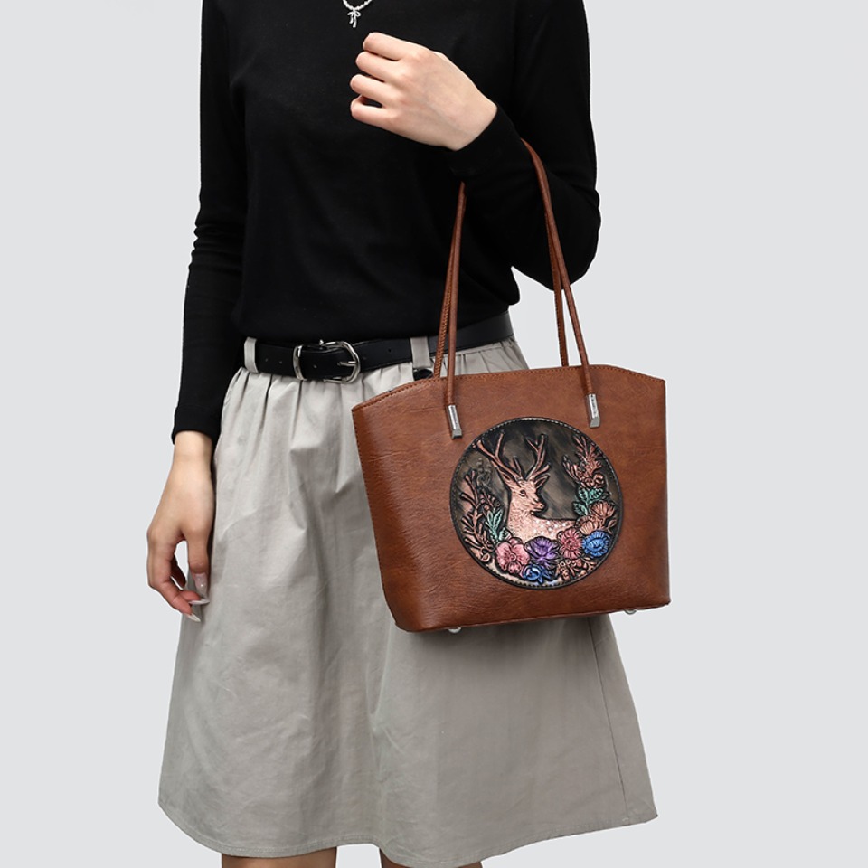 Women Vintage Embossed Deer Fl - огляд і ціна Leatherwork Embossing